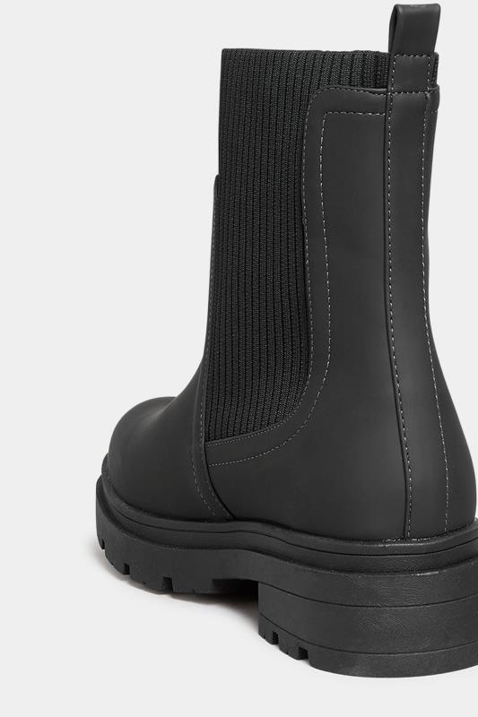 LIMITED COLLECTION Black Sock Chelsea Boots In Wide E Fit & Extra Wide EEE Fit | Yours Clothing 4