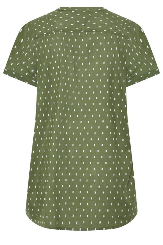 YOURS Curve Green Notch Neck Dobby Blouse | Yours Clothing 6