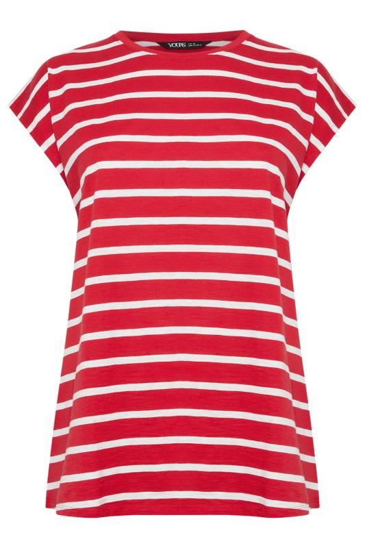 YOURS Plus Size Red Stripe Print Short Sleeve T-Shirt | Yours Clothing 5