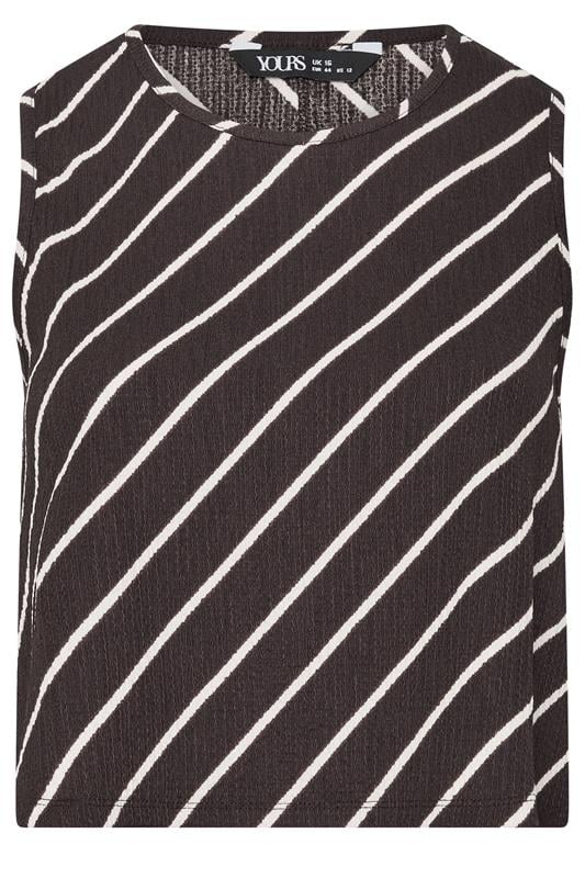 YOURS Plus Size Chocolate Brown Stripe Vest Top | Yours Clothing 1