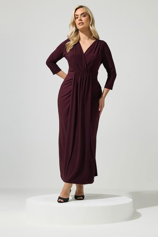  YOURS LONDON Curve Purple Maxi Drape Dress
