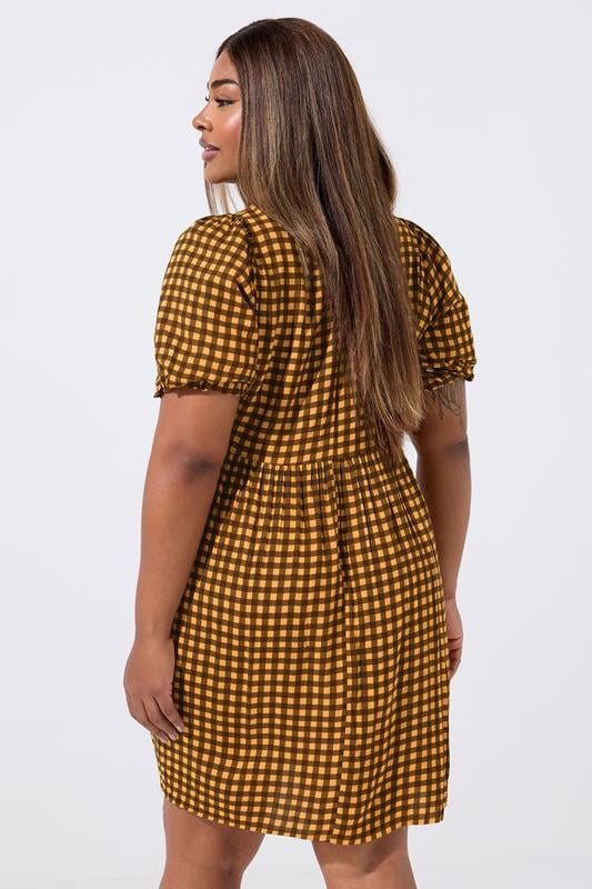 LIMITED COLLECTION Plus Size Brown Check Mini Dress | Yours Clothing 2