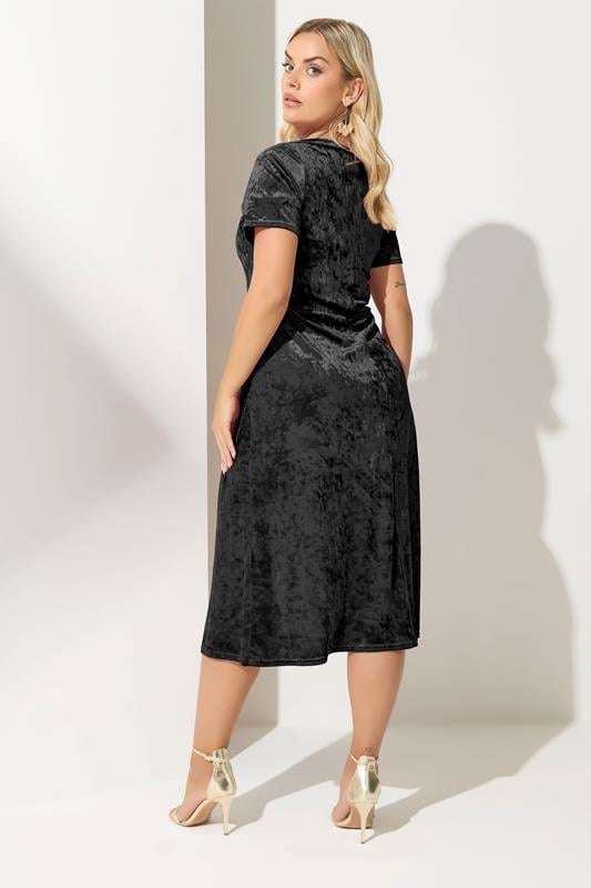 YOURS LONDON Plus Size Black Velvet Square Neck Midi Dress | Yours Clothing 2