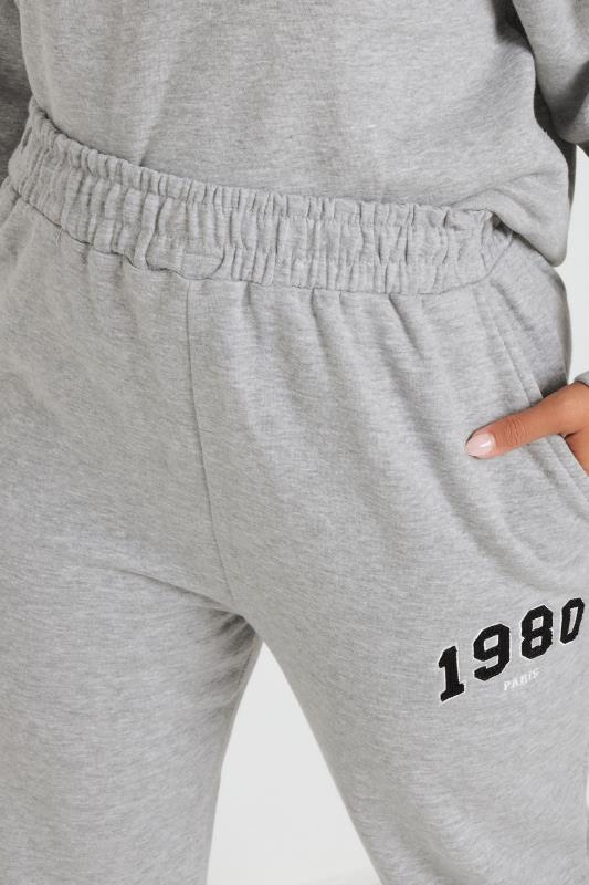 YOURS Plus Size Light Grey '1980' Slogan Joggers | Yours Clothing  3