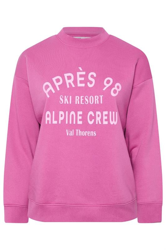 LIMITED COLLECTION Plus Size Pink 'Après 98' Slogan Sweatshirt | Yours Clothing 1