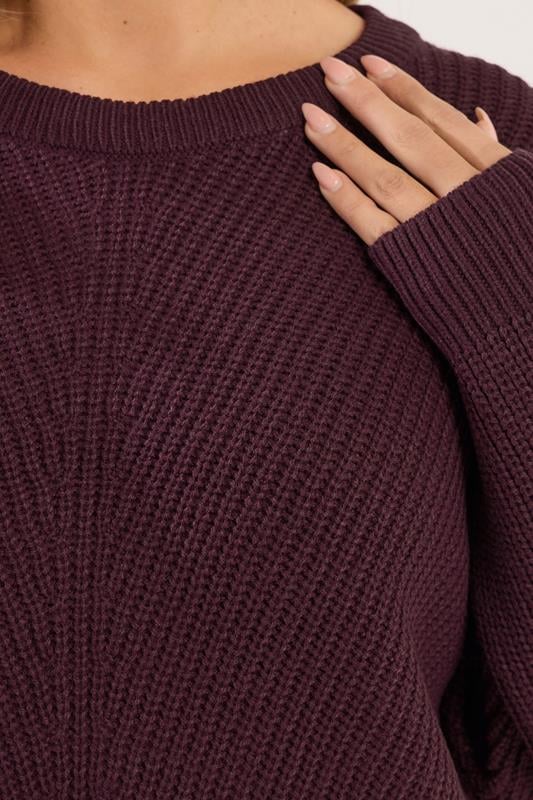 YOURS Plus Size Burgundy Red Essential Knitted Jumper | Yours Clothing 4