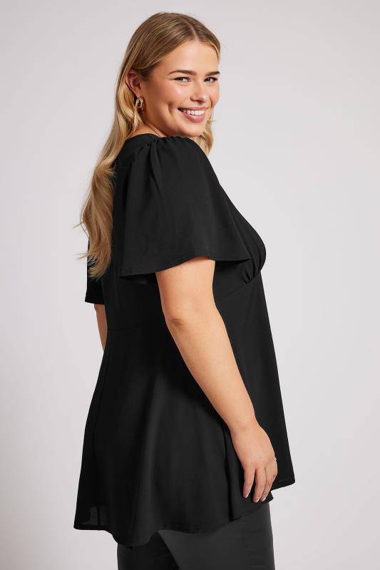 YOURS LONDON Plus Size Black Angel Sleeve Blouse | Yours Clothing 4