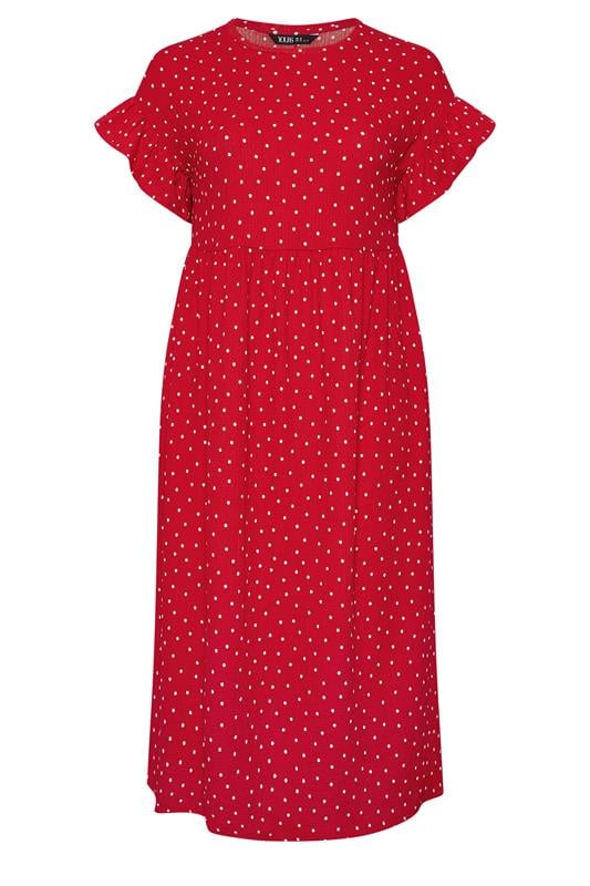 YOURS Plus Size Red Polka Dot Midaxi Dress | Yours Clothing 5