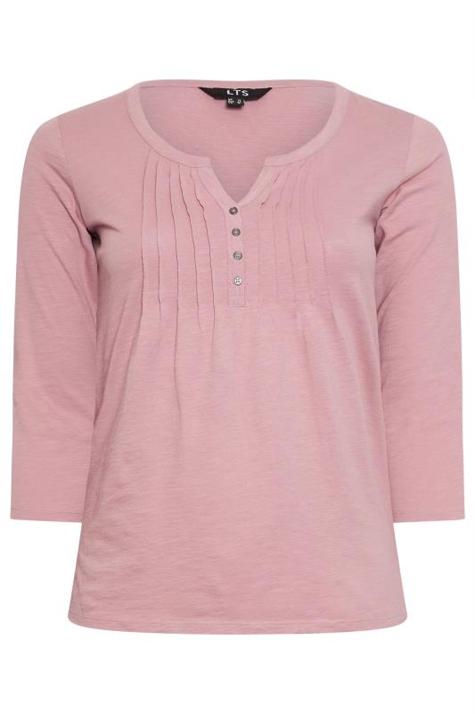 LTS Tall Womens Pink Cotton Henley Top | Long Tall Sally 5