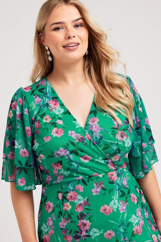 YOURS LONDON Plus Size Green Floral Print Wrap Maxi Dress | Yours Clothing 3