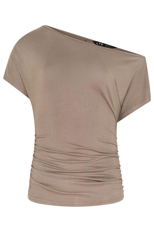 LTS Tall Women's Mocha Brown Off Shoulder Ruched Top | Long Tall Sally 6