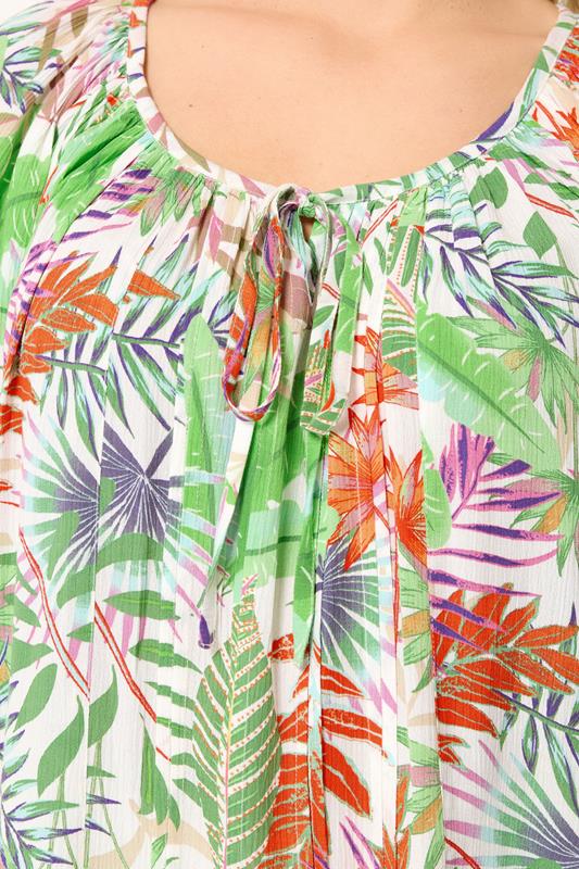 YOURS Plus Size White Tropical Pintuck Blouse | Yours Clothing 4
