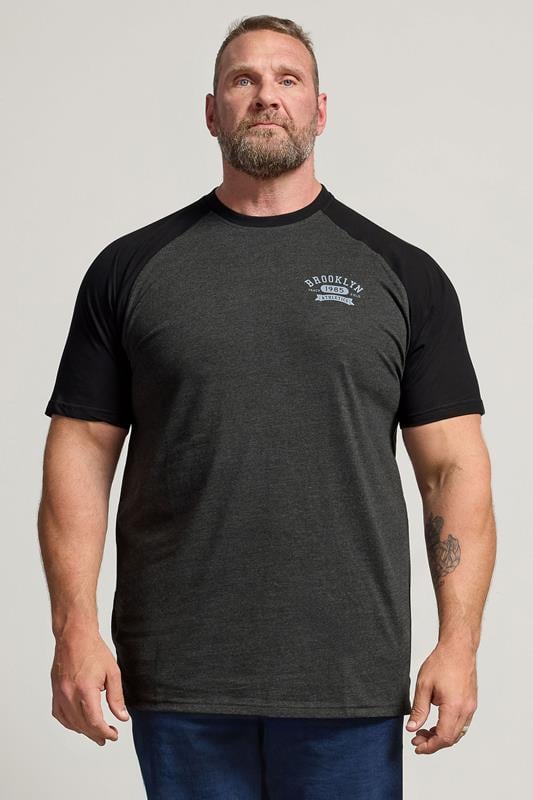 KAM Big & Tall Black 'Brooklyn' Raglan Tee | BadRhino 1