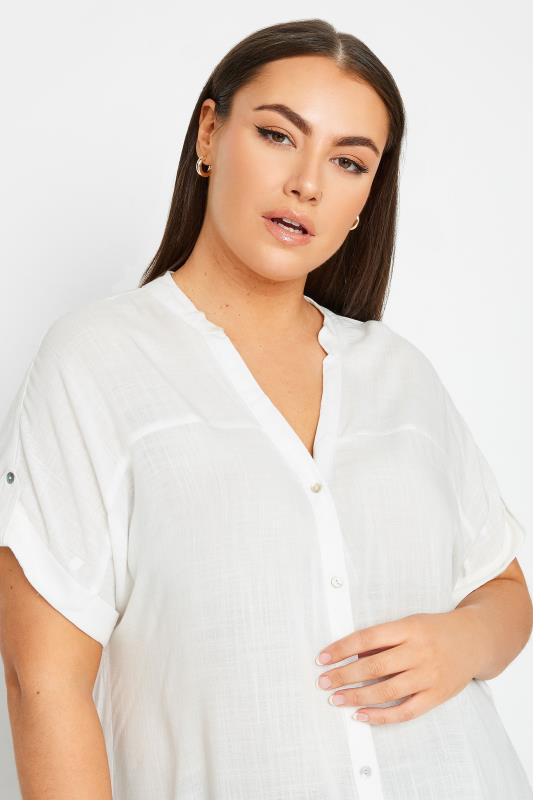 YOURS Plus Size White Button Short Sleeve Shirt | Yours Clothing 4