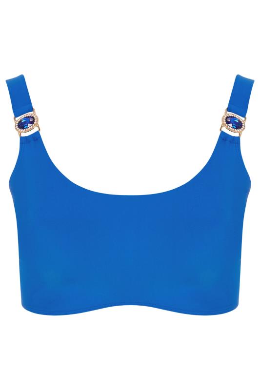 YOURS Plus Size Blue Jewel Strap Bikini Top | Yours Clothing 9