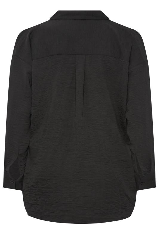 YOURS Curve Plus Size Black Textured Boyfriend Shirt | Yours Clothing 7