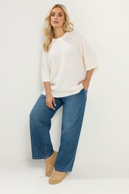 YOURS Plus Size Ivory White Knitted Jumper | Yours Clothing 2