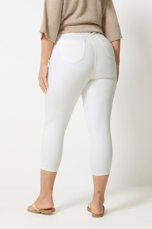 Plus Size White Cropped JENNY Jeggings | Yours Clothing  2