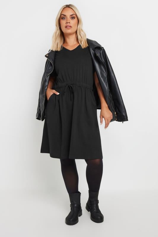 Plus Size Black Cotton T-Shirt Dress | Yours Clothing  1