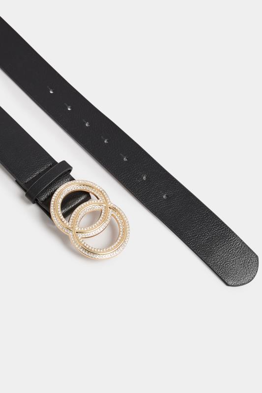 Black Diamante Double Circle Buckle Belt | Yours Clothing 4