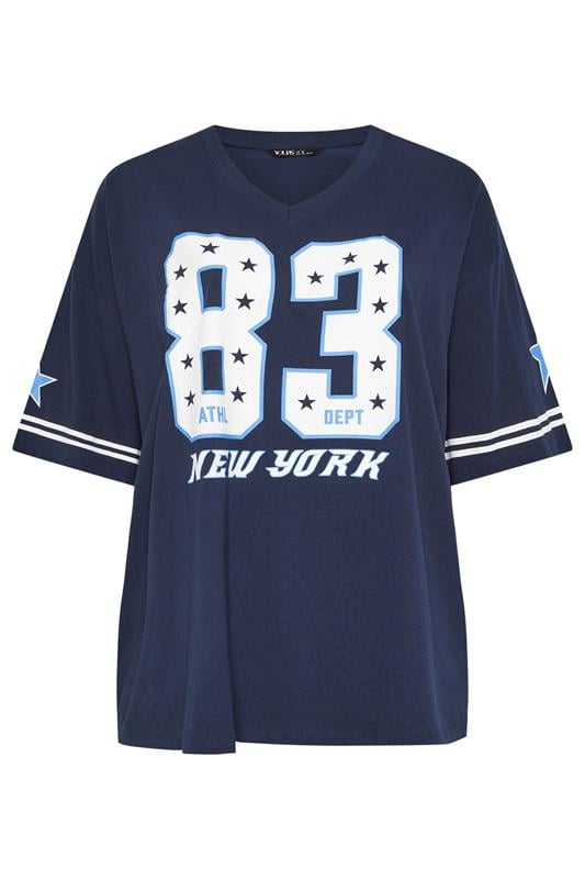 YOURS Plus Size Navy Blue '83 New York' Boxy T-Shirt | Yours Clothing 6