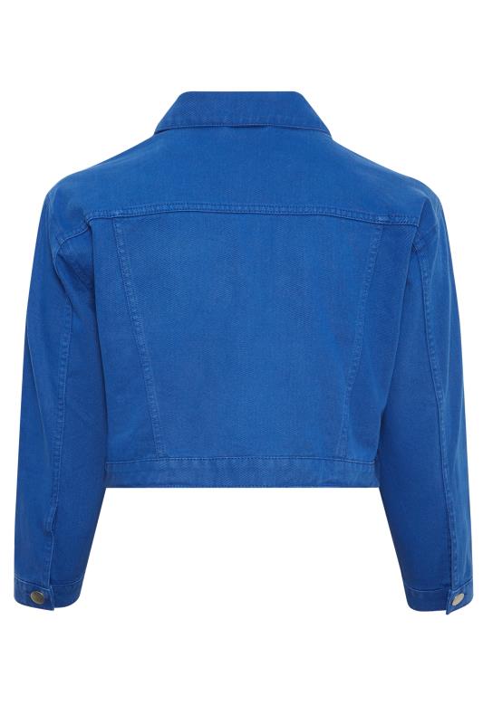 YOURS Plus Size Cobalt Blue Cropped Denim Jacket | Yours Clothing 7