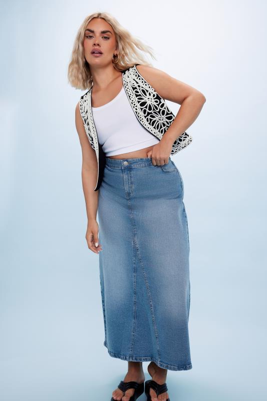 YOURS Plus Size Blue Stretch Denim Maxi Skirt | Yours Clothing 2