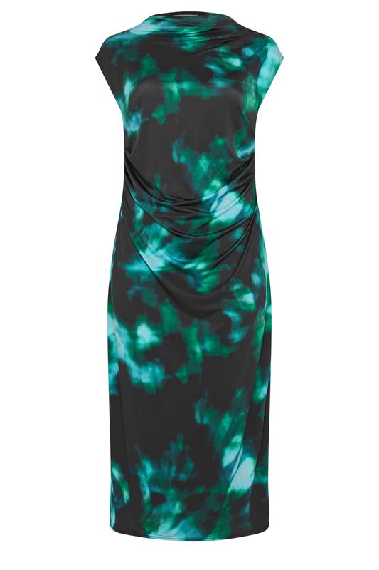 YOURS LONDON Plus Size Teal Blue Abstract Drape Dress | Yours Clothing 5