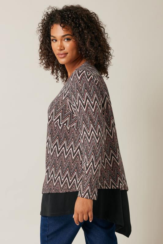 Evans Brown Zig Zag Print Long Sleeve Top 3