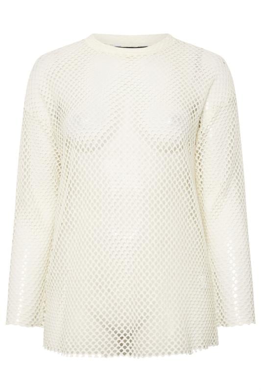 YOURS Plus Size Cream Crochet Crew Neck Sweatshirt | Yours Clothing 5