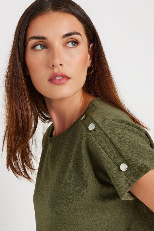 LTS Tall Khaki Green Shoulder Button Detail Top | Long Tall Sally 4