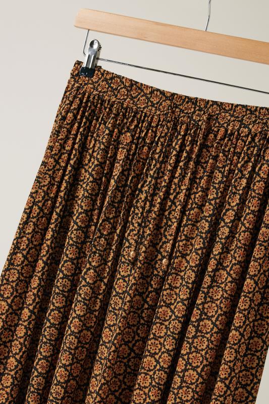 EVANS Plus Size Orange Floral Print Tiered Crinkle Midi Skirt | Evans 7