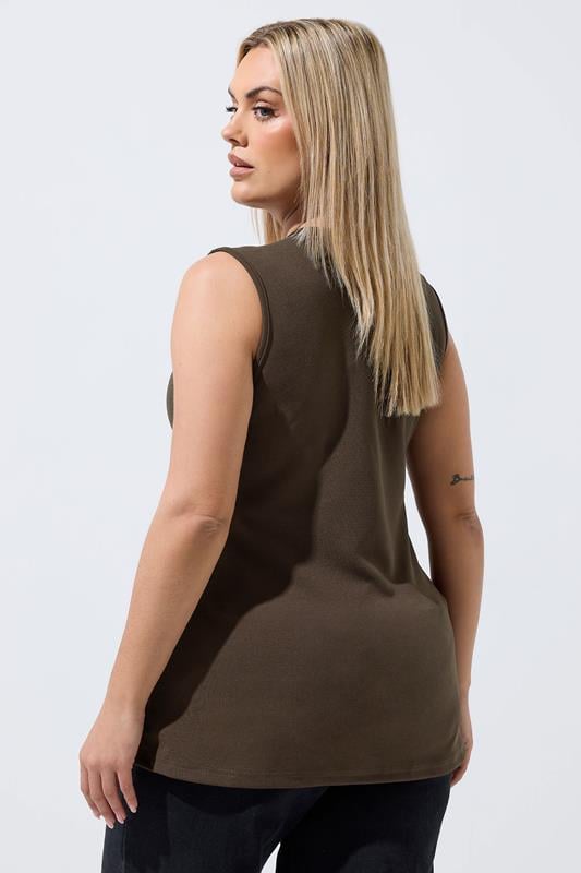 LIMITED COLLECTION Plus Size Chocolate Brown Seam Detail Waistcoat | Yours Clothing 2