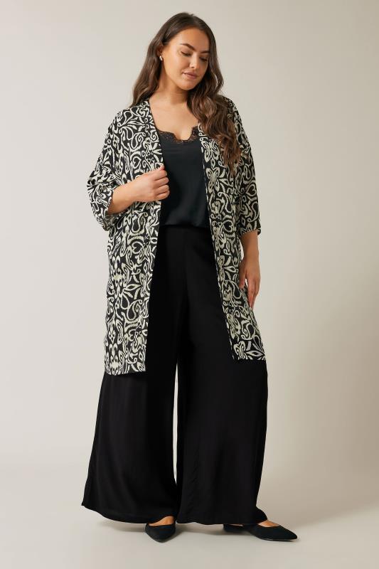 Black wide leg trousers plus size best sale