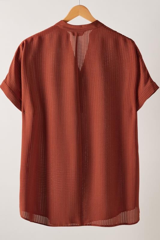 EVANS Plus Size Brown Woven Check Blouse | Evans  6