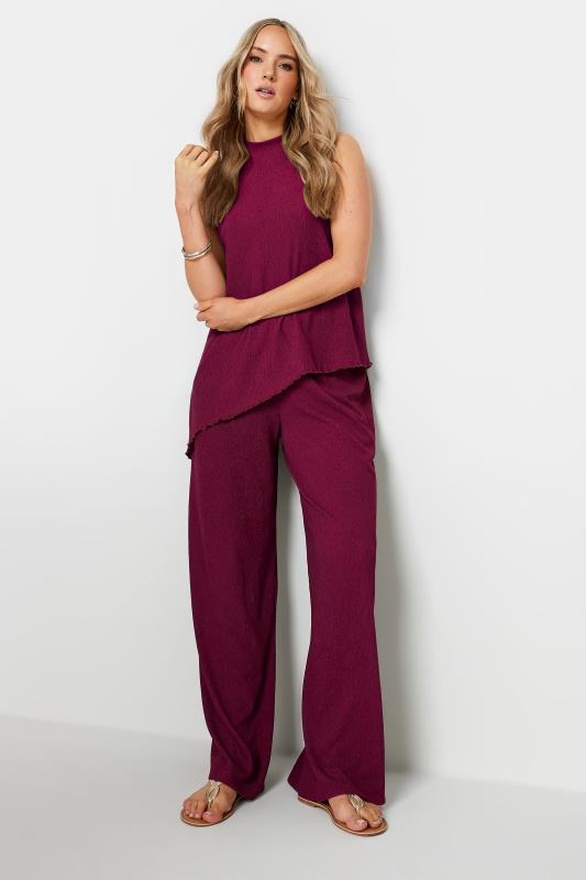 Tall  LTS Tall Berry Pink Textured Wide Leg Trousers