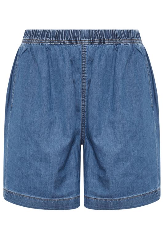 YOURS Plus Size Mid Blue Elasticated Denim Shorts | Yours Clothing 5