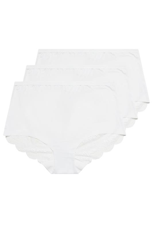 YOURS Plus Size 3 PACK White Lace Trim Briefs | Yours Clothing  5