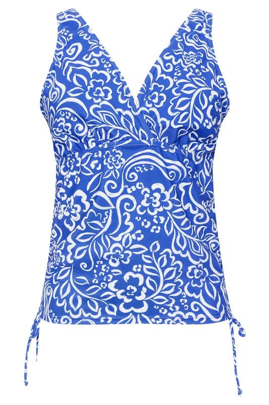 M&Co Blue Floral Print Adjustable Tankini Top