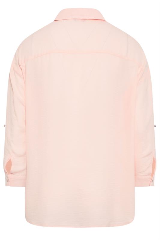 YOURS Plus Size Light Pink Half Placket Collared Blouse | Yours Clothing 7
