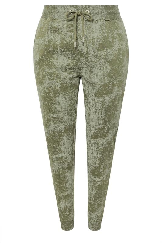 YOURS Plus Size Green Abstract Print Cuffed Joggers | Yours Clothing 5