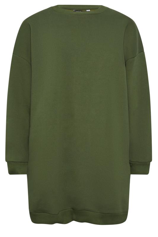 YOURS Plus Size Khaki Green Sweatshirt Dress | Yours Clothing 5