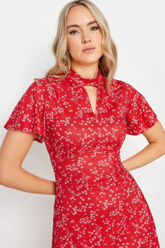 LTS Tall Red Ditsy Print Keyhole Midi Dress | Long Tall Sally 4