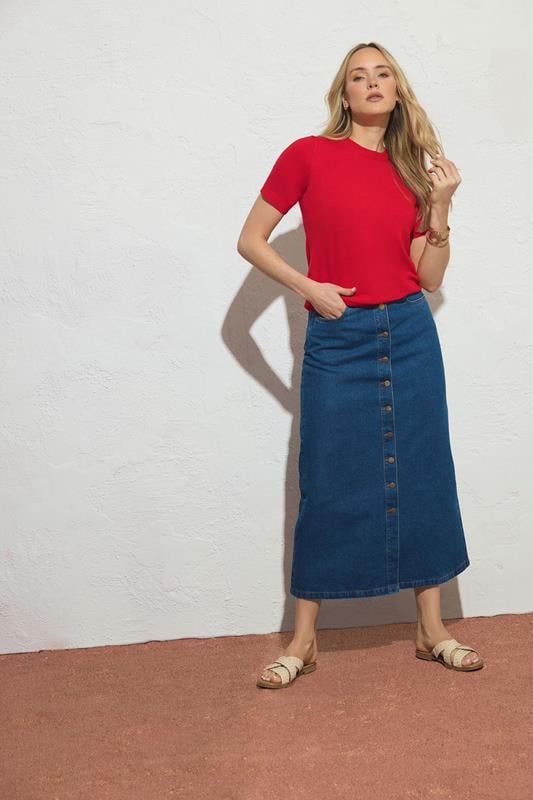 LTS Tall Red Short Sleeve Knit Jumper