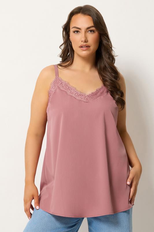  YOURS Curve Pink Lace Insert Vest Top