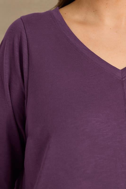 EVANS Plus Size Plum Purple Cotton T-Shirt | Evans 4