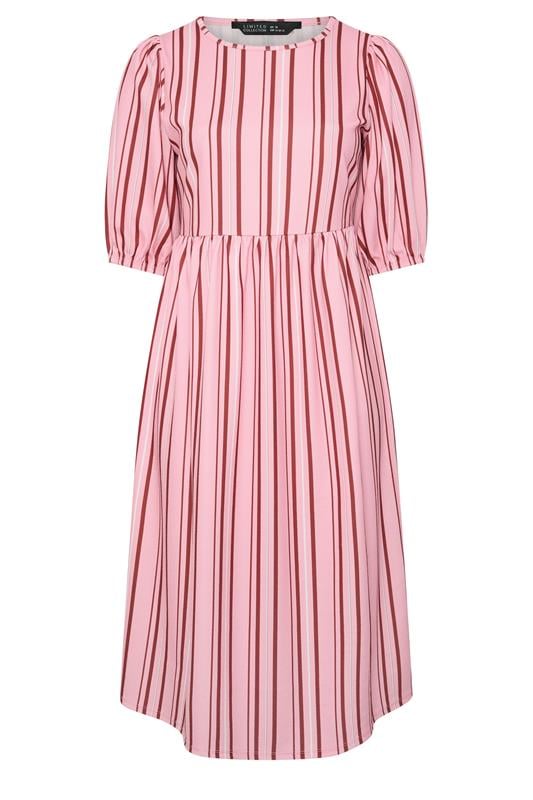 LIMITED COLLECTION Plus Size Pink Stripe Peplum Dress | Yours Clothing 5