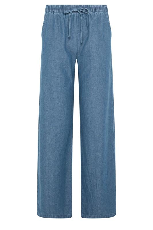 LTS Tall Women's Blue Washed Pull On Wide Leg Jeans | Long Tall Sally 5