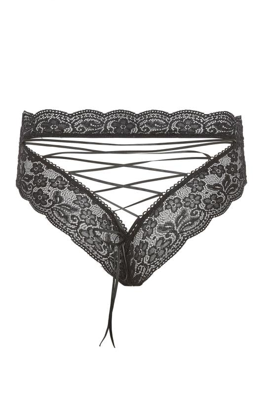 Plus Size Black Lace Up Boudoir Briefs | Yours Clothing 4