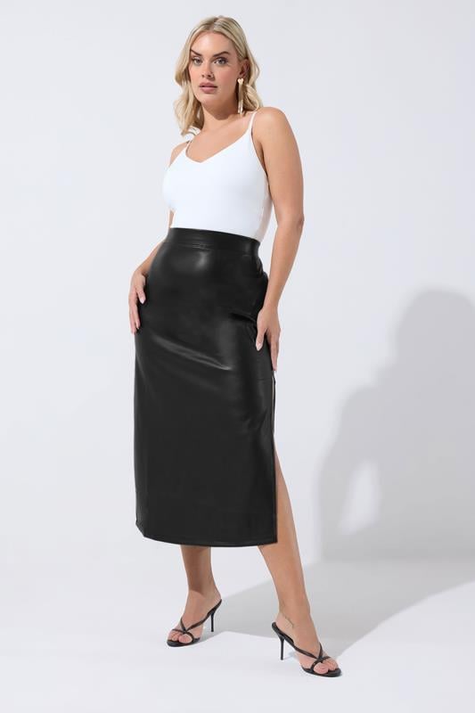 LIMITED COLLECTION Plus Size Black Faux Leather Maxi Skirt | Yours Clothing 1